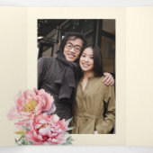 Waterverf Pioen | Foto Chinese bruiloft Drieluik Uitnodiging (Binnenkant midden)