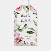 Waterverf Pioen Magnolia Roze Bruiloft Cadeaulabel (Voorkant)
