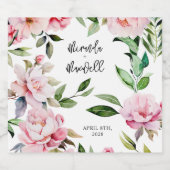 Waterverf Pioen Magnolia Roze Bruiloft Sparkling Wijnetiket (Enkel label)