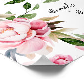 Waterverf Pioen Magnolia Roze Bruiloft Welkom Poster (Hoek)