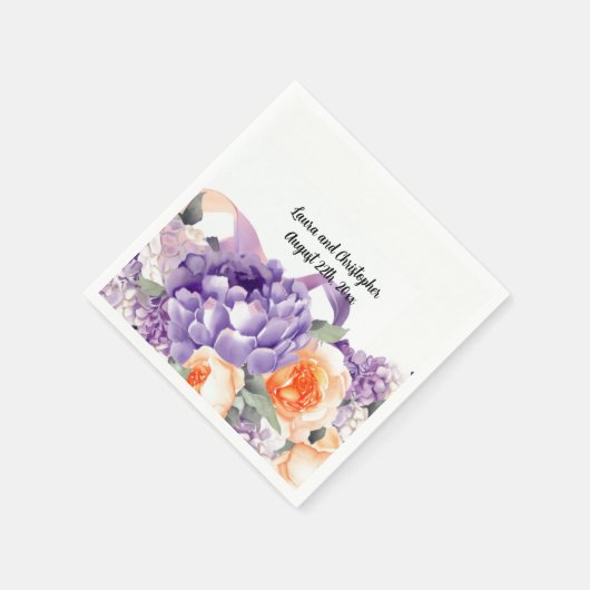 Waterverf Pioen Mauve en perzik papier servetten (Hoek)