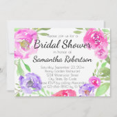 Waterverf Pioen Roze Groen Bloemen Vrijgezellenfee Kaart (Voorkant)