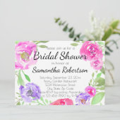 Waterverf Pioen Roze Groen Bloemen Vrijgezellenfee Kaart (Staand voorkant)