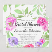 Waterverf Pioen Roze Groen Bloemen Vrijgezellenfee Kaart (Voorkant / Achterkant)