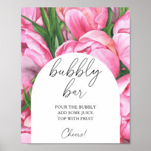 Waterverf pioen rozen - bubbly bar poster