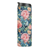 Waterverf Pioen Rozen Monogram Thermosbeker (Geroteerd rechts)