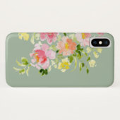 Waterverf pioen tuin Case-Mate iPhone case (Achterkant (horizontaal))