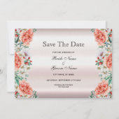 Waterverf Pioenbloem Bewaar de datum Save The Date (Voorkant)