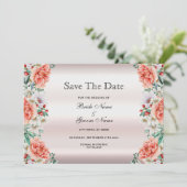 Waterverf Pioenbloem Bewaar de datum Save The Date (Staand voorkant)