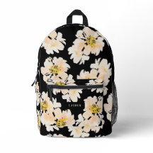 Waterverf pioenbloemen op zwart bloemmotief