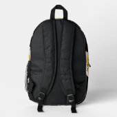 Waterverf pioenbloemen op zwart bloemmotief bedrukte rugzak (Achterkant)