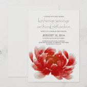 Waterverf pioenbloesem trouwkaarten kaart (Voorkant / Achterkant)