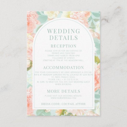 Waterverf pioenen Bloemen bruiloft Details Kaarten (Voorkant)