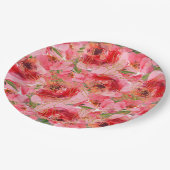 Waterverf Pioenen Bloemen Vrijgezellenfeest Papieren Bordje (Gekanteld)