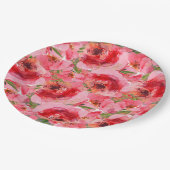 Waterverf Pioenen Bloemen Vrijgezellenfeest Papieren Bordje (Gekanteld)