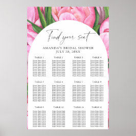 Waterverf Pioenen Bloemen Zitkaart Poster