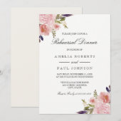 Waterverf pioenen bruiloft repetitie Diner Uitnodi Kaart (Voorkant / Achterkant)