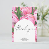 Waterverf pioenen - dank u vrijgezellenfeest bedankkaart (Staand voorkant)