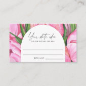 Waterverf pioenen - Date nacht ideeën \ Date jar Informatiekaartje (Voorkant)