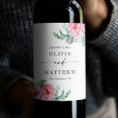 Waterverf pioenen. Elegante boho bloemenbruiloft Wijn Etiket