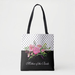 Waterverf Pioenen en Stippen Canvas tas