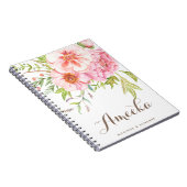 Waterverf pioenen gepersonaliseerd Notitieboek (Rechterzijde)