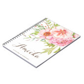 Waterverf pioenen gepersonaliseerd Notitieboek (Linkerzijde)