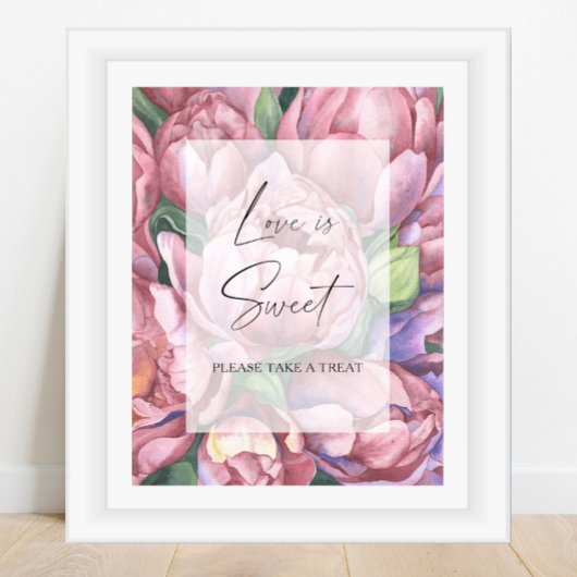 Waterverf pioenen - liefde is zoet Neem een trakta Poster