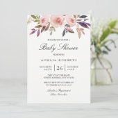 Waterverf pioenen Paarse roze Baby shower Kaart (Staand voorkant)