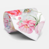 Waterverf pioenen stropdas (Opgerold)