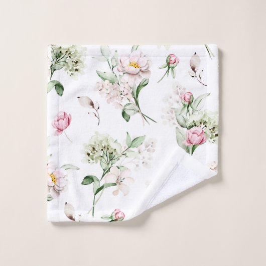 Waterverf pioenenpatroon bad handdoek (Wasdoekje)