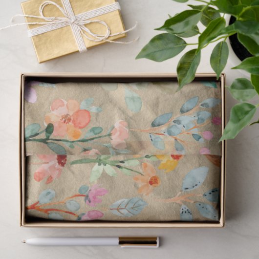 Waterverf pioenroos floral decoupage Tissuepapier (Geschenk)