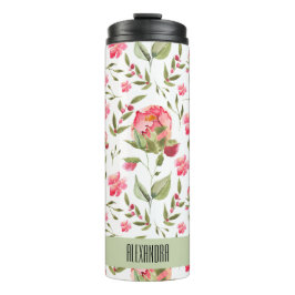 Waterverf pioenroos Floral Thermal Tumbler – Elega Thermosbeker
