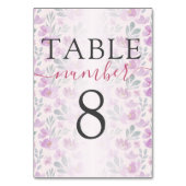 Waterverf pioenroos roze en Lila tafelnummer (Voorkant)