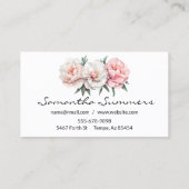 Waterverf pioenroos visitekaartje (Achterkant)