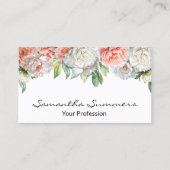 Waterverf pioenroos visitekaartje (Voorkant)