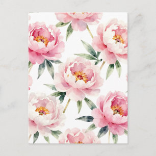 Waterverf Pioenroze Bloemmotief Briefkaart