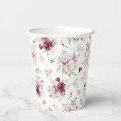 Waterverf Pioenrozen Baby shower thema papieren be Papieren Bekers (Achterkant)