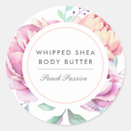 Waterverf Pioenrozen Bloemen Zakelijk Product Ronde Sticker