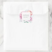 Waterverf Pioenrozen Bloemen Zakelijk Product Vierkante Sticker (Tas)