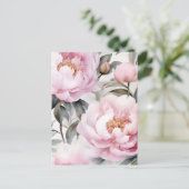 Waterverf Pioenrozen Bloemenkunst Briefkaart (Staand voorkant)