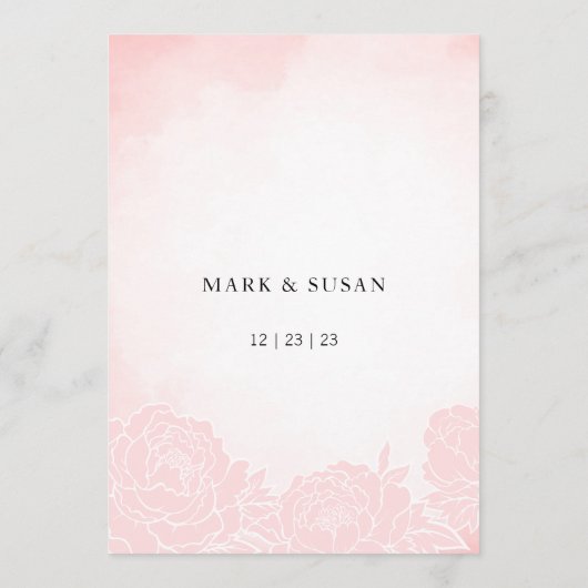 Waterverf Pioenrozen Bruiloft Zitkaarten Kaart (Achterkant)
