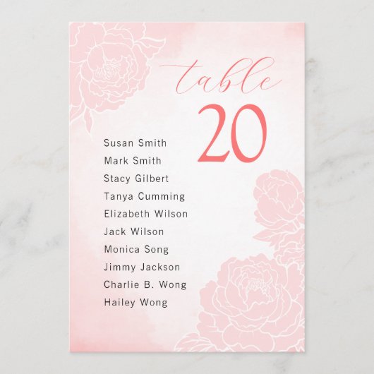 Waterverf Pioenrozen Bruiloft Zitkaarten Kaart (Voorkant)