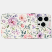 Waterverf Pioenrozen en Lavendel Bloemmotief Case-Mate iPhone Case (Achterkant (horizontaal))