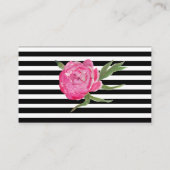 Waterverf Pioenrozen en Strepen Bruiloft Escort Ka Plaatskaartje (Achterkant)