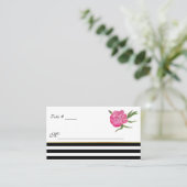 Waterverf Pioenrozen en Strepen Bruiloft Escort Ka Plaatskaartje (Staand voorkant)