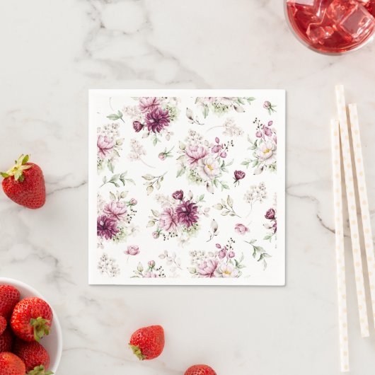 Waterverf pioenrozen papier servet (Insitu)