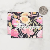 Waterverf Pioenrozen van dankbaarheid bedankje Notitiekaartje (Voorkant / Achterkant in situ)