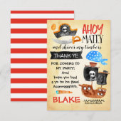 Waterverf piraat verjaardag bedankkaart (Voorkant / Achterkant)