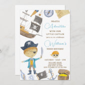 Waterverf Piraat Verjaardagsuitnodiging Kaart (Voorkant / Achterkant)